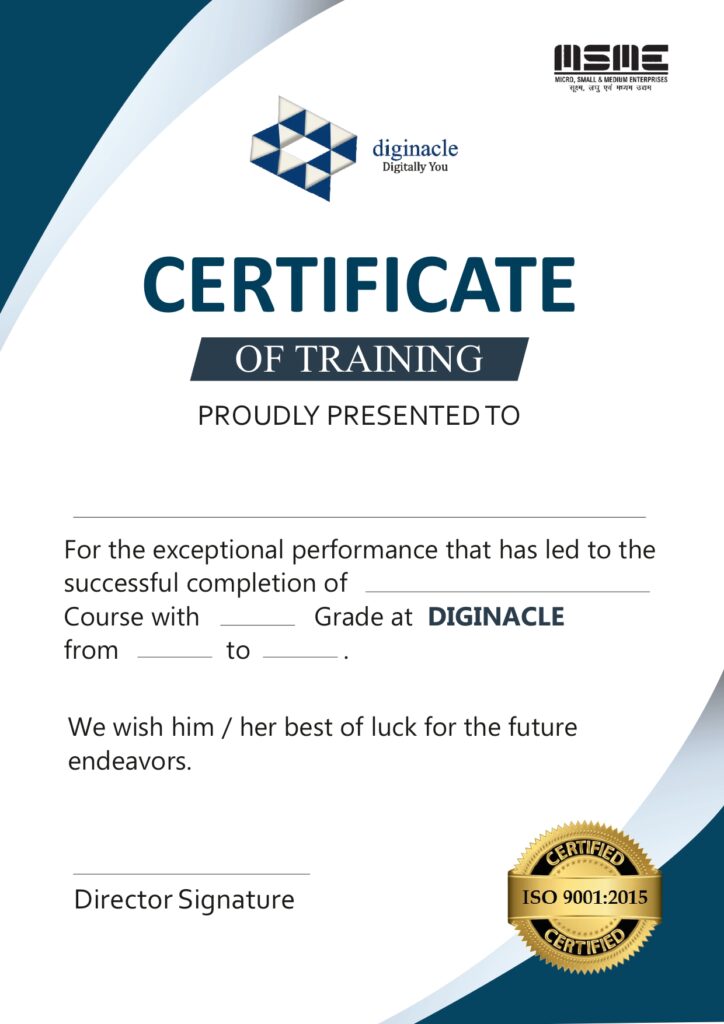 digital maketing course certificate - diginacle